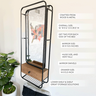 3-in-1 Industrial Wall Mirror with Storage