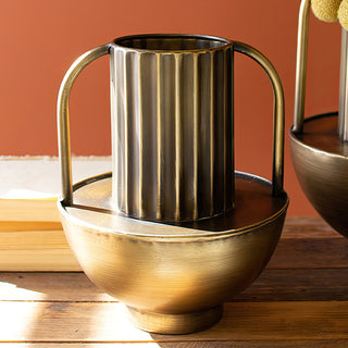 Antique Inspired Brass Vases with Handles