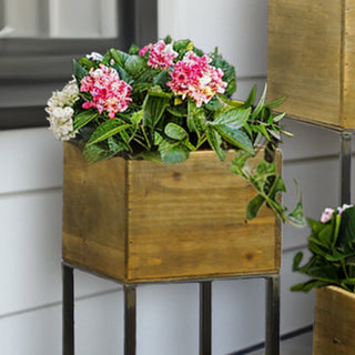 Wooden Cube Planters with Stands, Set of 3