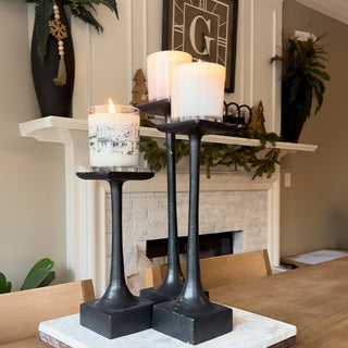 Tapered Black Metal Pillar Candle Holders