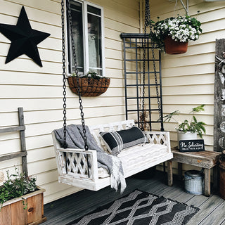 Whitewashed Cushioned Porch Swing