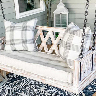 Whitewashed Cushioned Porch Swing