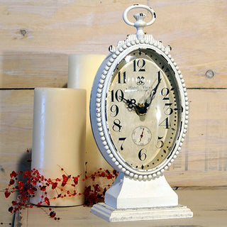 Distressed White Table Clock