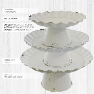 Distressed Metal Cake Stands, Set of 3