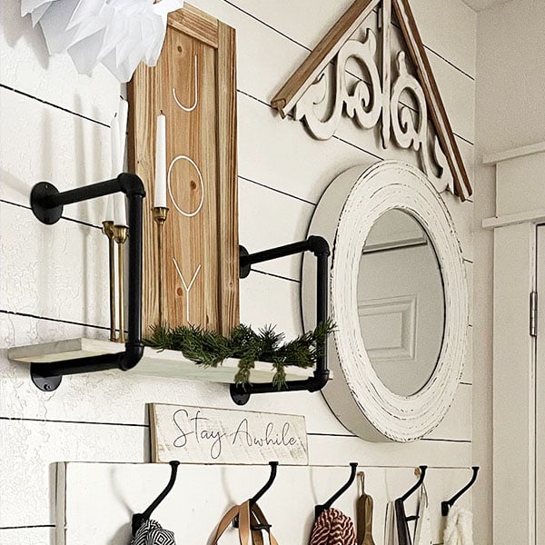 Pipe Whitewashed Wall Shelf Decor Steals