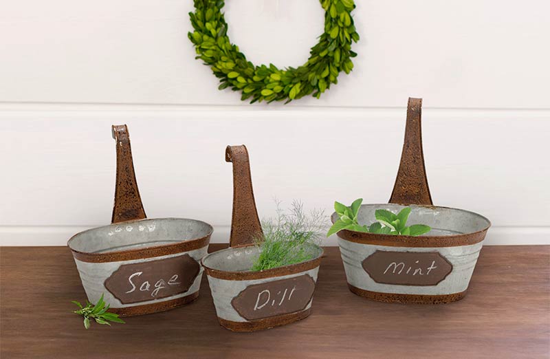 Tin Wall Buckets with Chalkboard Set of 3 Decor Steals