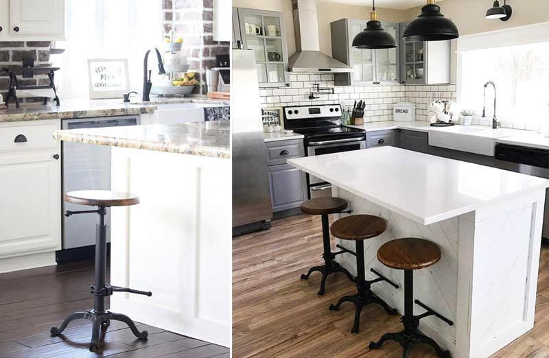 Vintage Bar Stool with Reclaimed Wooden Seat Decor Steals