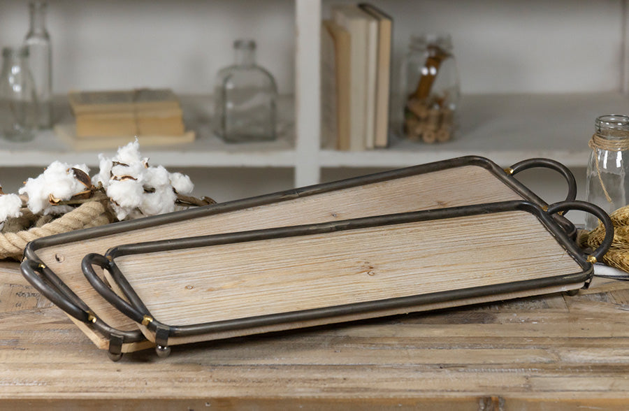 Rustic Wood Tray Rustic Wood Tray With Metal Handles Decor Steals