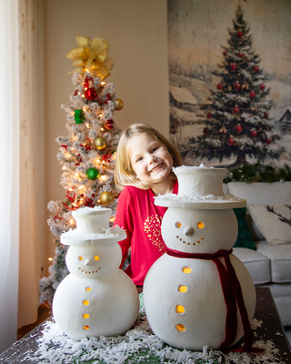 Indoor/Outdoor Frosted Snowman Luminaries, Set of 2
