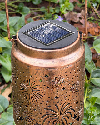 Patriotic Firework Metal Solar Lantern | Celebrate America's 250th