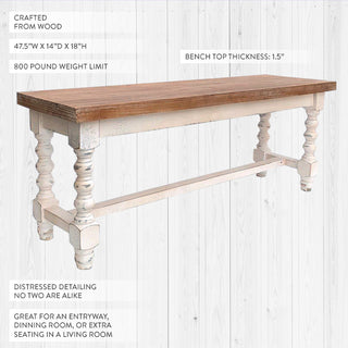 Farmhouse Bench | Distressed Spindle Wood
