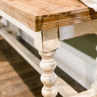 Farmhouse Bench | Distressed Spindle Wood