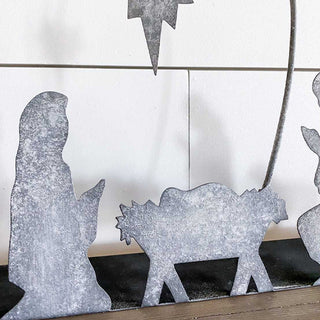 Galvanized Metal Standing Nativity Scene