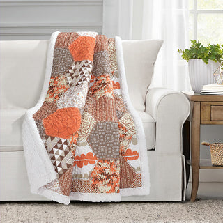 Fall Farmhouse Sherpa Quilt Inspired Throw Blanket