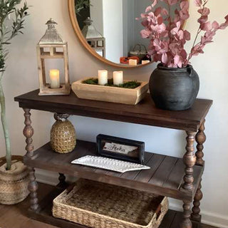 Three Tier Turned Wood Console Table