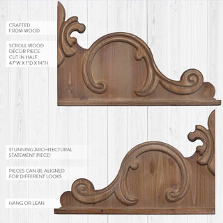 American Mercantile Wooden Scroll Wall Decor, Set of 2 Pieces