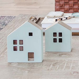 Wooden Village Houses, Pick Your Color | Set of 2