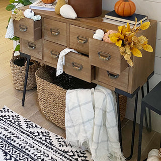 Vintage Inspired Apothecary Console Table
