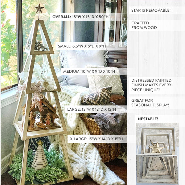 HUGE 50 Inch Distressed Wood Tree Shelf Decor Steals