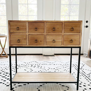 Wooden Apothecary Table with Drawers
