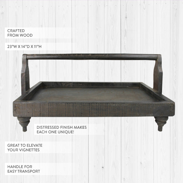 Large Round Handle Riser Large Wooden Riser with Handle - Decor Steals