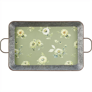 Galvanized Tray with Floral Bottom