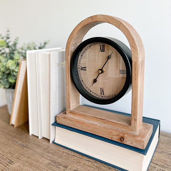 Eclectic Clock Eclectic Wooden Tabletop Clock - Decor Steals