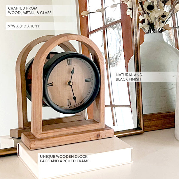 Eclectic Clock Eclectic Wooden Tabletop Clock - Decor Steals