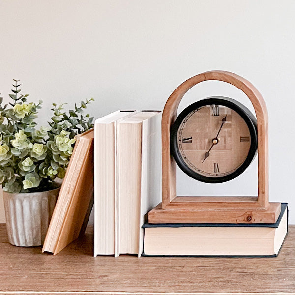 Eclectic Clock Eclectic Wooden Tabletop Clock - Decor Steals