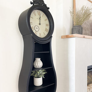 Huge 74 Inch Black Mora Clock with Shelves