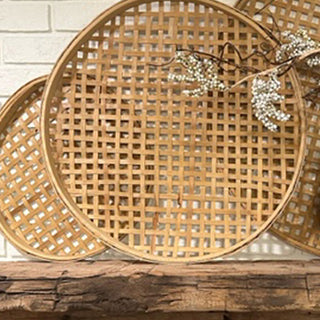 Round Woven Bamboo Wall Decor, Set of 3