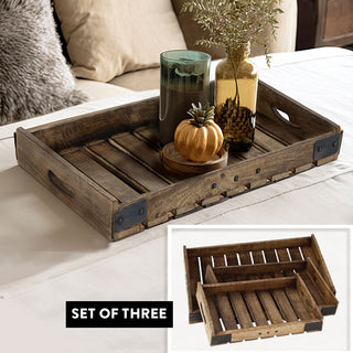 Rustic Countryside Serving Trays, Set of 3