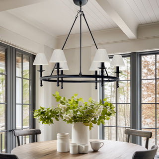 Refined Farmhouse 6 Light Chandelier with Shades