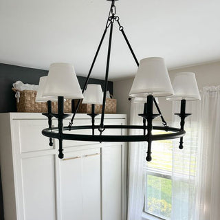 Refined Farmhouse 6 Light Chandelier with Shades