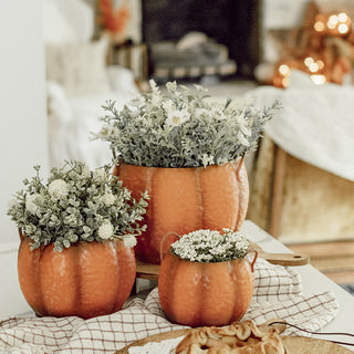 Metal Pumpkin Containers, Set of Three