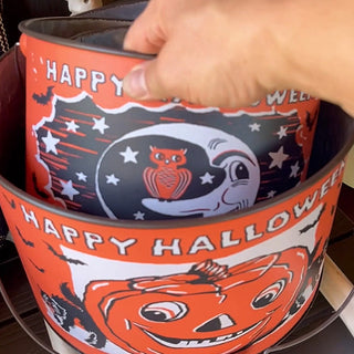 Vintage Happy Halloween Buckets, Set of Three