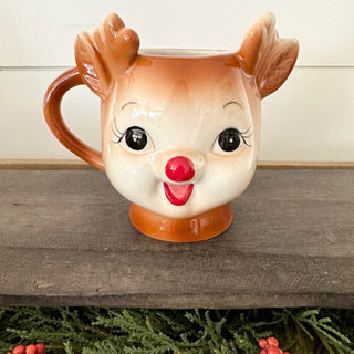 Santa and Reindeer Mugs, Set of 4