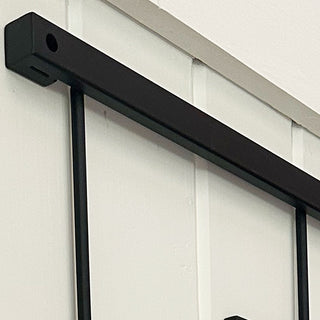 Black hanging frame rail hardware detail