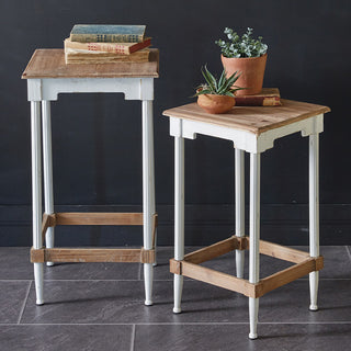 Cottage Wooden Side Tables, Set of Two