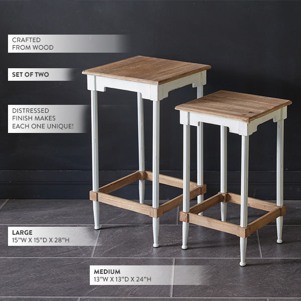 Table For Two Decor Cottage Wooden Side Tables, Set of Two - Decor Steals