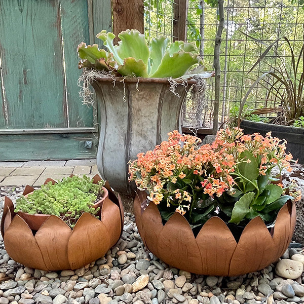 copper outdoor plant pots HUGE Copper Flower Planters, Set of 2