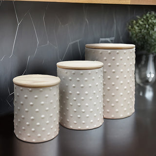 Dolomite Kitchen Canisters, Set of 3