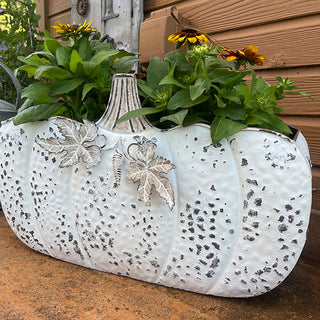 Antiqued Finish Pumpkin Carriage Planters, Set of 2