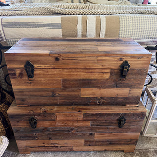 Rustic Reclaimed Wood Chests, Set of 2