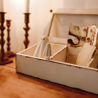 Distressed Wooden Storage Box with Cubbies