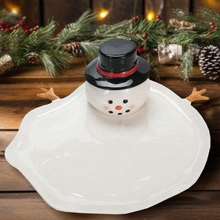 Snowman Serving Plate with Dip Bowl and Spreaders