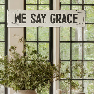 30 Inch Distressed We Say Grace Wall Sign