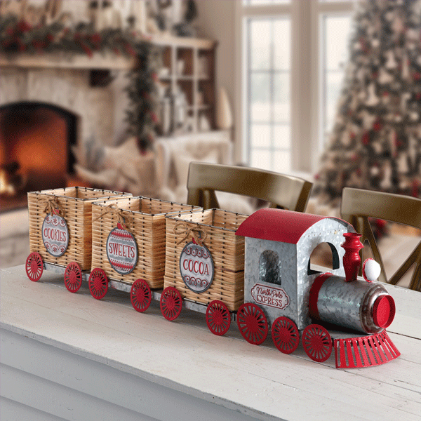40 Inch Long North Pole Express Train with Baskets Decor Steals