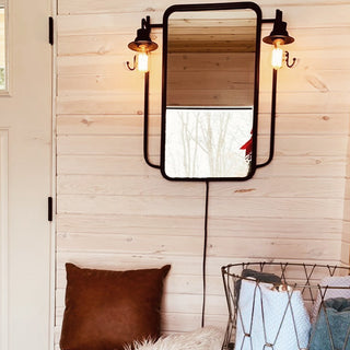 Wall Mirror with Hanging Lamps