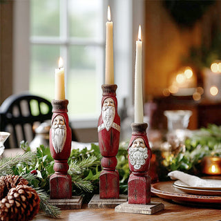 Vintage Santa Taper Candle Holders, Set of 3